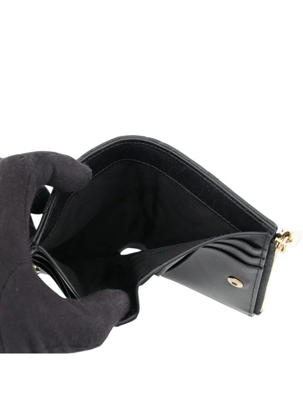 Dior Bifold Wallet Lady Dahlia Cannage Leather Black
